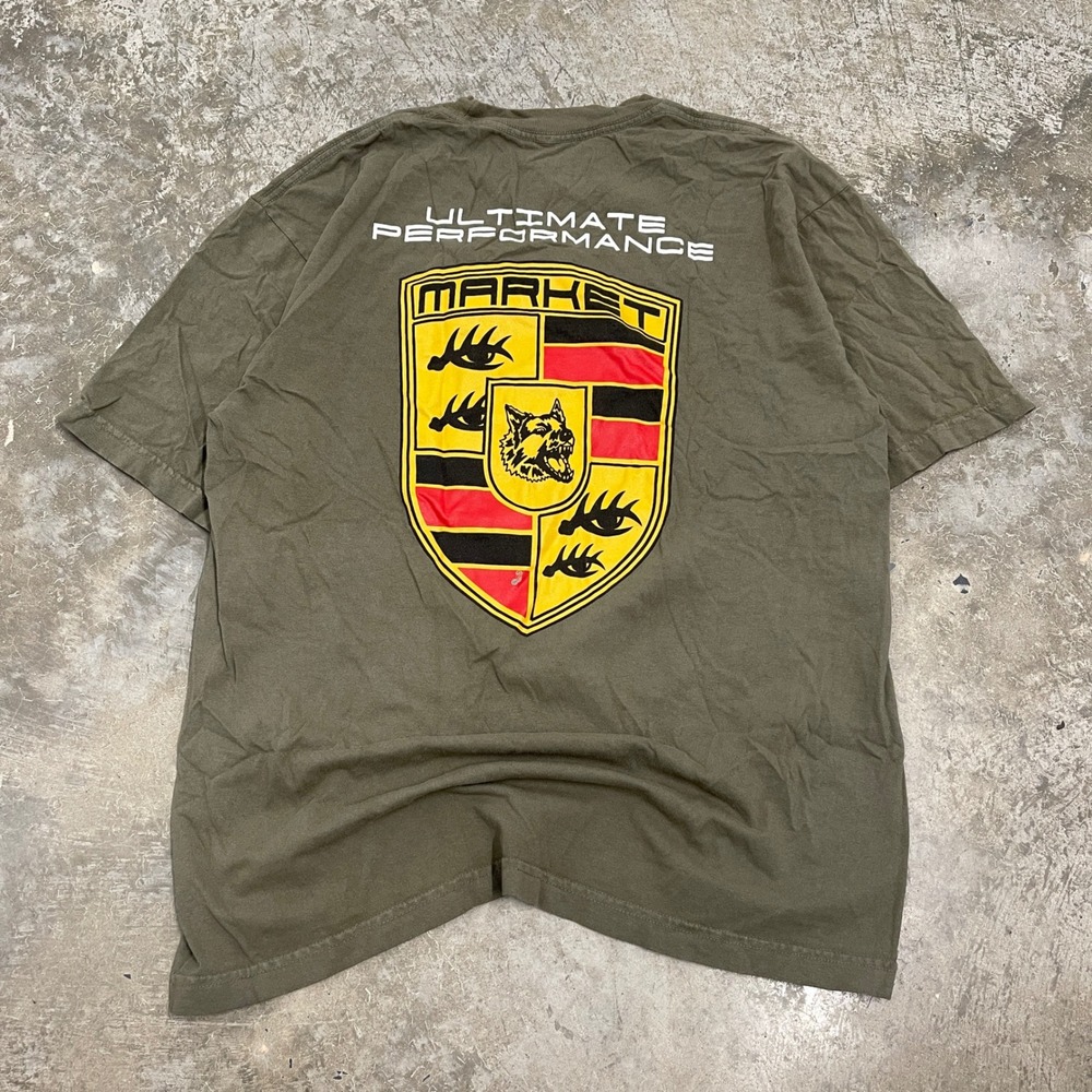 Market Ultimate Performance Graphic T-Shirt Olive Green Mens Medium Streetwear